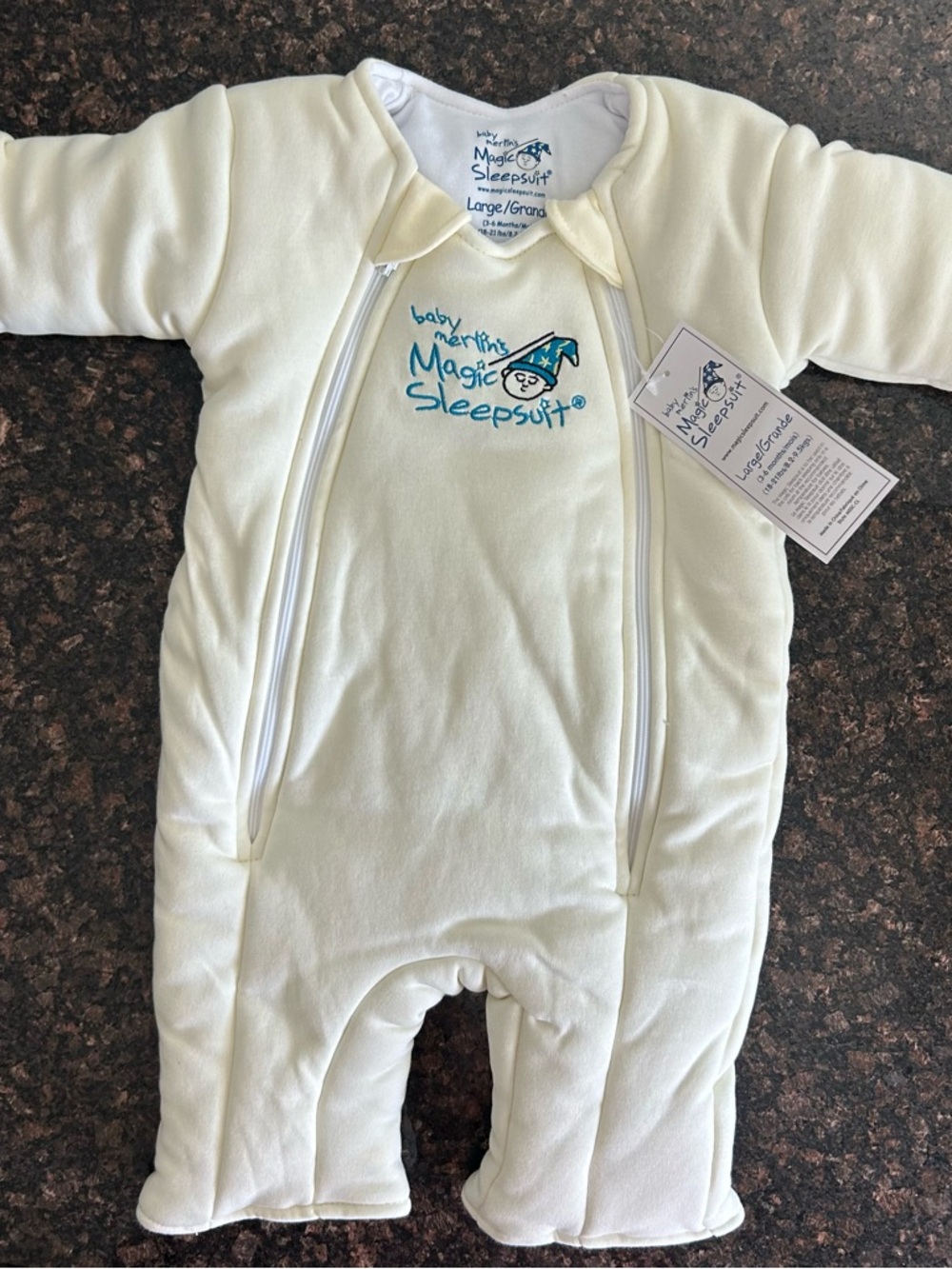 NWT Baby Merlin Magic Sleep Suit Large 3-6 Months 18-21lbs Light Yellow